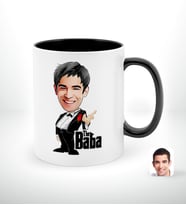 BK Gift Kişiye Özel Babalar Günü Hediyesi Godfather Baba Karikatürlü Siyah Beyaz Kupa Bardak-1