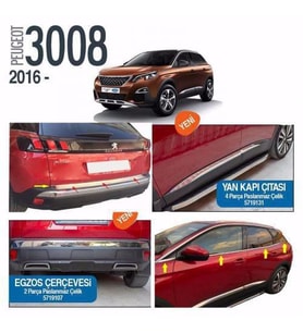 Peugeot 3008 2016-2019 Krom Set Full 4 lü Set