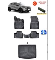 Renault Captur 2019 Sonrası Uyumlu 3D Havuzlu Paspas ve Alt Bagaj / Sabit Zemin Bagaj Havuzu Seti ASMA KOKU VE NUMARATÖR HEDİYELİ