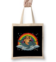 Sloth Riding Narwhal Adorable Unicorn Of The Sea Bez Çanta Uzun Saplı