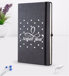 BK Gift Kişiye Özel İsimli Siyah Termo Deri Defter 16x24cm Model 4