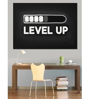 Level Up Yükleme Çubuğu Yazısı Dekoratif Kanvas - Mdf Ahşap Tablo