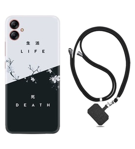Samsung Galaxy A04E Kılıf Resimli Boyun Askılı İpli Desenli Silikon Life and Death 1339