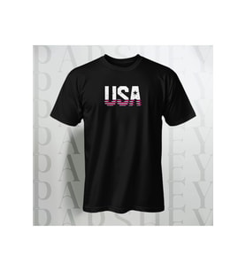 USA Göğüs Yazı Baskılı Unisex Yarım Kollu Bisiklet Yaka %100 Pamuk Oversize T-shirt