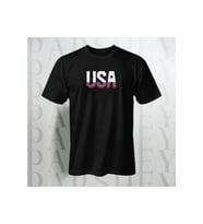 USA Göğüs Yazı Baskılı Unisex Yarım Kollu Bisiklet Yaka %100 Pamuk Oversize T-shirt (Siyah)