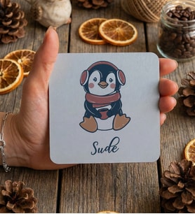 Kişiye Özel Penguen Bardak Altlığı Doğum Günü Hediyesi