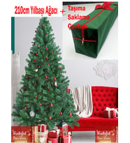Yılbaşı Çam Ağacı 210 cm 800  Dal Taşıma Çantası Hediyeli (Yeşil)