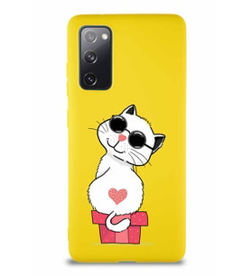 Samsung Galaxy S20 FE Soft Premier Kapak Coolcat Tasarımlı Silikon Kılıf - Sarı (Şeffaf)