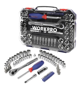 WORKPRO WP202566 1/4'’ 3/8’’ Metrik/İnç 63 Parça Cr-V Profesyonel Lokma Takımı