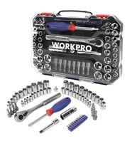 WORKPRO WP202566 1/4'’ 3/8’’ Metrik/İnç 63 Parça Cr-V Profesyonel Lokma Takımı