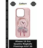 iPhone 15 Pro Uyumlu MagSafe Flamingo Kılıf 3D Telefon Aksesuarı Cihaz Kılıfı