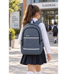 Füme Lüks İlkokul Okul Çantası Çocuk Öğrenci Sırt Çantası Günlük Okul Kullanımı 45 x 30 x 15