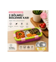 2 Bölmeli Paslanmaz Çelik Yemek Kabı Sızdırmaz Kapaklı 500ML