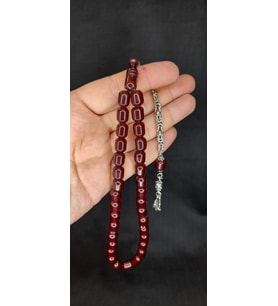 ÇUBUK KEHRİBAR TESBİH KOYU KAHVERENGİ KAPSÜL KESİM T-437  (Çok Renkli)
