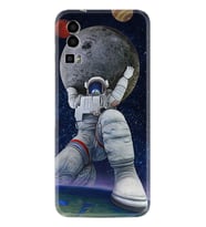 General Mobile Gm 23 Kılıf Silikon Desen Özel Seri Astronot ve Dünya 1759