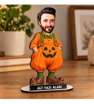 Fotoğraftan Tasarlanan Cadılar Bayramı Karikatür MDF Karikatürlü 18 cm MDF Masaüstü Biblo - Masaüstü Hediye