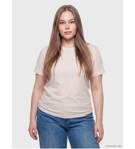 LCW Curve Pembe Büyük Beden Bisiklet Yaka Kadın Tişört