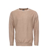 Yatay İnce Çizgili Bej Erkek Sweatshirt - Wessi
