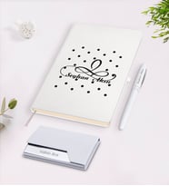 BK Gift Kişiye Özel İsimli Beyaz Defter Kalem Kartvizitlik Hediye Seti-4