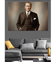 Mustafa Kemal Atatürk Dekoratif Kanvas - Mdf Ahşap Tablo