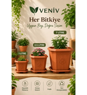 Dekoratif Antik Kare Saksı Seti - Alt Tabaklı - 1 Litre - 2.5 litre - 7 Litre