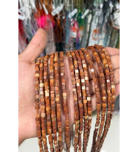 Jasper Taşı Küp Kesim Parlak Kahverengi 4x4mm Doğal Taş Dizi [AA]