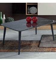 60x100 cm Ahşap Ayaklı Orta Sehpa Siyah Mermer A4