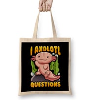 Cute & Funny I Axolotl Questions Pun Walking Fish Bez Çanta Uzun Saplı