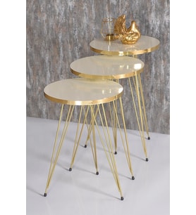 Zigon Sehpa Gold Krem Tel Ayak