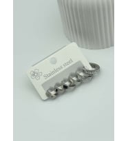 Çelik Silver Taşlı Halka 6'lı Küpe - 25-clk51
