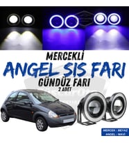 Ford Ka 1996-2008 Uyumlu Mercekli Angel Sis Farı Metal 76 mm Mavi Halkalı Gündüz Farı 2 Adet