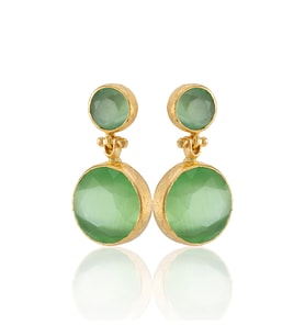 Kadir Jewellery 22 Ayar Altın Kaplama Kadın Taşlı Küpe -El İşçiliği Ve Hipoalerjenik Küpe