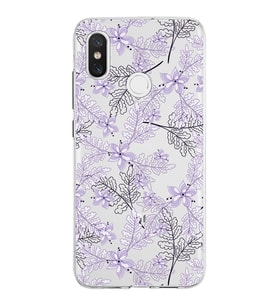 Xiaomi Mi 8 Uyumlu Kapak Floral Lila Tasarımlı Şeffaf Silikon Kılıf