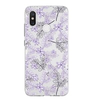 Xiaomi Mi 8 Uyumlu Kapak Floral Lila Tasarımlı Şeffaf Silikon Kılıf