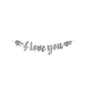 Kaligrafi Banner Gümüş I Love You M244