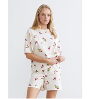 LCW Young Pembe Yılbaşı Temalı Kadın Şortlu Pijama Takımı