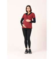 Busa Hamile Kapüşonlu Sweatshirt Kırmızı