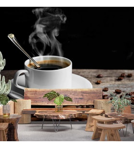 Kahve Fincanı Cafe Duvar Kağıdı Baskı