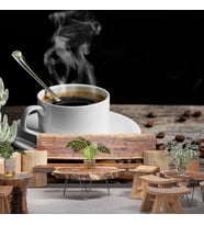 Kahve Fincanı Cafe Duvar Kağıdı Baskı