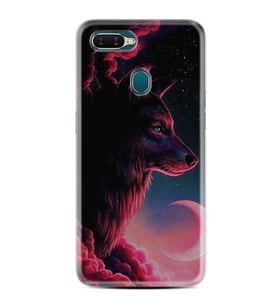 Oppo A5S A15 A16 A54 A55 A73 A74 Kılıf Desemli Silikon Wolf and Moon 1380
