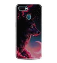 Oppo A5S A15 A16 A54 A55 A73 A74 Kılıf Desemli Silikon Wolf and Moon 1380