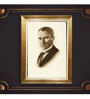 Özel Seri Paspartulu Çerçeveli Atatürk Tablo l81 (Gold)