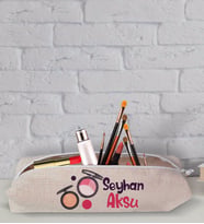 BK Gift Kişiye Özel İsimli Keten Bez Makyaj Çantası-10