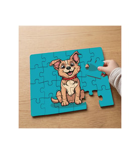 Sevimli Kahverengi Köpek Tasarımlı 24 Parça Ahşap Çocuk Puzzle MPK0375