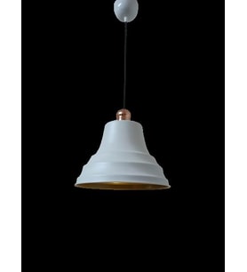 Rys Retro Metal Bakır Duylu Beyaz içi Gold Tekli Sarkıt Avize Çap.27 cm (Burnt Olive)