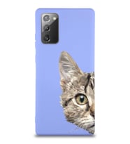 Samsung Galaxy Note 20 Uyumlu Lansman Kılıf Catface Tasarımlı İçi Kadife Kapak-Lila (Şeffaf)