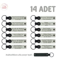 Bebek Ziyaretine Gelenlere Hediyelik İsim Mesaj Yazılabilen, 14'lü Anahtarlık, Beyaz & Siyah