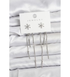 Çiçek Model Gümüş Pirinç Sallantılı Kadın Küpe 5886 - SSSSSS6162-7183