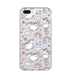 Iphone 7 PLUS - 8 PLUS Uyumlu Unicorn Tasarımlı Şeffaf Telefon Kılıfı