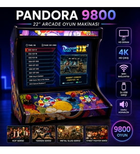 ScHitec 4K 3D Pandora 9800 Arcade Oyunlu Taşınabilir Pandora Masaüstü Kabinli 22inç Atari Makinası